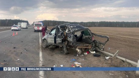 Под Смолевичами тягач врезался в стоявшую на обочине легковушку: погибла пассажирка