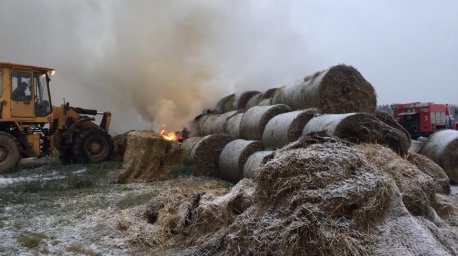 В Молодечненском районе огонь уничтожил в поле 24 т соломы