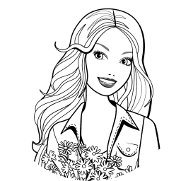 Барби с букетом ромашек