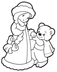 Снегурочка держит мишку за лапку 0