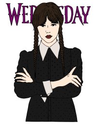 Уэнсдей в платье и с косичками 1