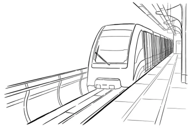 Поезд выезжает из туннеля 0