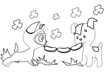 Котенок Гав и щенок делят сосиски 0