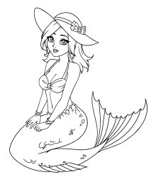 Русалка в пляжной шляпе 0