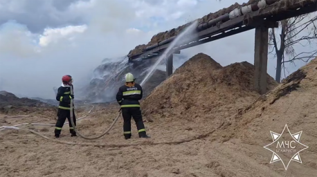 Спасатели ликвидировали пожар на территории предприятия в Воложине Спасатели ликвидировали пожар на территории предприятия в Воложине