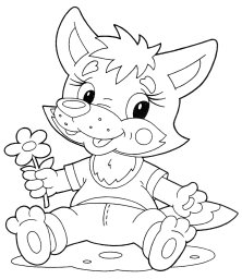 Волчонок с цветочком