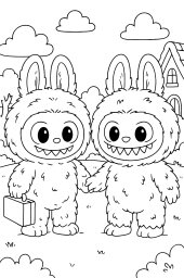 Лабубу с другом перед школой 0