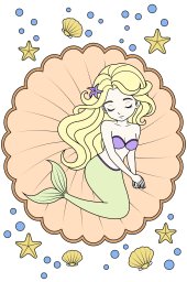 Русалка сидит в ракушке 1