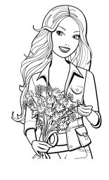 Барби с букетом ромашек 0