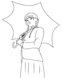 Уэнсдей под зонтиком 0