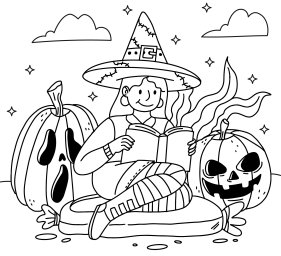 Ведьмочка читает заклинание