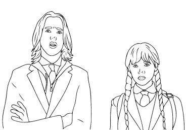 Задумчивые Уэнсдей и Ксавьер 0