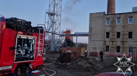 Спасатели потушили пожар на предприятии по производству топливных брикетов в Солигорском районе