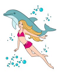 Барби плавает с дельфином 1