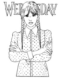 Уэнсдей в платье и с косичками