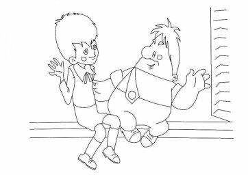 Малыш и Карлсон сидят на подоконнике 0