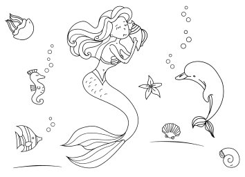 Русалочка любуется ракушкой 0